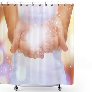 Personality  Magic Twinkles On Female Hands Shower Curtains