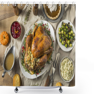 Personality  Whole Roasted Turkey Dinner For Thanksgiving With All The Sides Shower Curtains