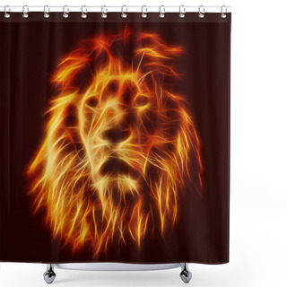 Personality  Lion With  Fire Flames Fur Shower Curtains
