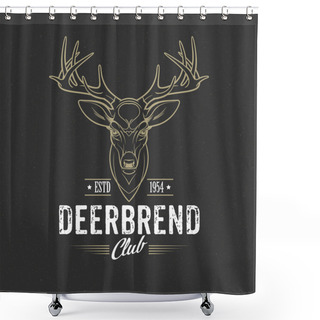 Personality  Deer Head Design Element In Vintage Style. Vector Illustration. Shower Curtains
