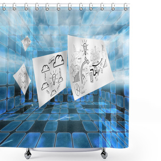 Personality  Sheets With Graphics On Futuristic Background Shower Curtains