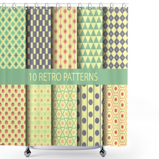 Personality  10 Geometrical Retro Patterns Shower Curtains