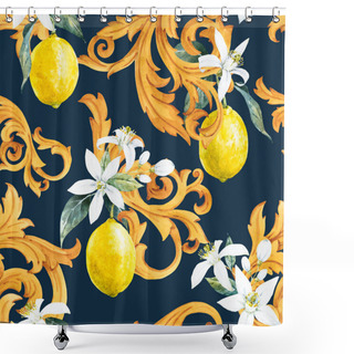 Personality  Watercolor Lemon Seamless Pattern Shower Curtains
