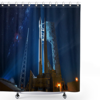 Personality  Spacecraft Launch Into Space. Elements Of This Image Furnished By NASA. Shower Curtains