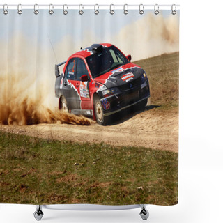 Personality  Auto Rally In Spring Desert Shower Curtains