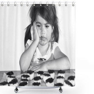 Personality  Little Girl Getting Caught Eating Chocolate Cookies Shower Curtains