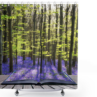 Personality  Creative Concept Image Stunning Bluebell Flowers In Spring Fores Shower Curtains