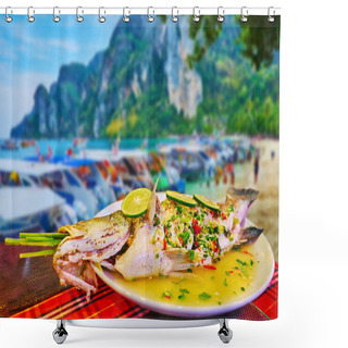 Personality  The Steamed Fish With Lime, Phi Phi Don Island, Krabi, Thailand Shower Curtains