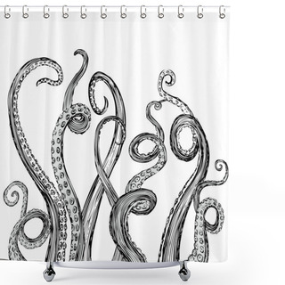 Personality  Hand Drawn Vector Tentacles In A Rough Wood Cut Style (each Tentacle Is A Separate Illustration And Can Be Rearranged Or Coloured As Desired). Shower Curtains