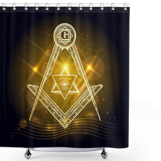 Personality  Freemasony Sign On Shining Background Shower Curtains