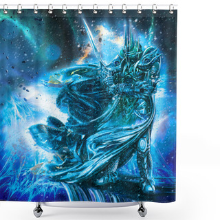 Personality  Illustration Of Ice Warrior With A Weapon Shower Curtains