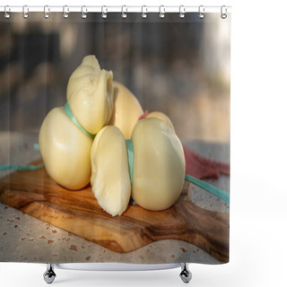 Personality  Fresh South Italian Traditional Cow Or Cow And Sheep Semi-soft Cheese Scamorza Ready To Eat Shower Curtains