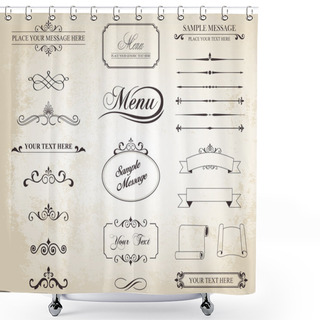 Personality  Vector Vintage Ornament Divide Border Shower Curtains