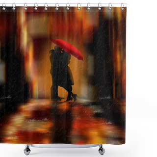 Personality  Downtown Fantasy Love And Romance Greeting Card Or Wall Art Illustration Shower Curtains