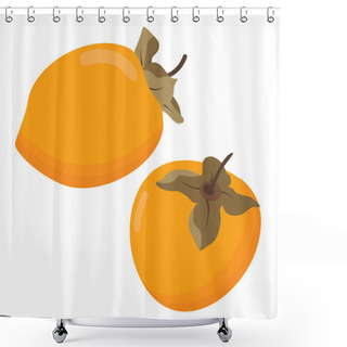 Personality  Juicy, Ripe Persimmon Fruit. Fruit Isolated On A White Background. Vector Image Shower Curtains