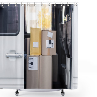 Personality  Cardboard Boxes With Symbols In Car  Shower Curtains