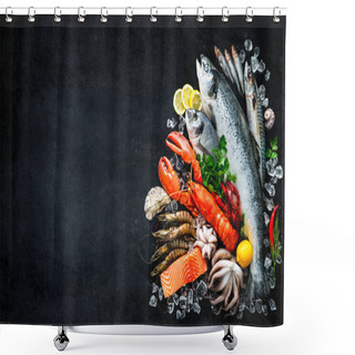 Personality  Fresh Fish And Seafood Shower Curtains