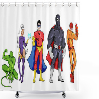 Personality  Comic Superheroes Set Shower Curtains