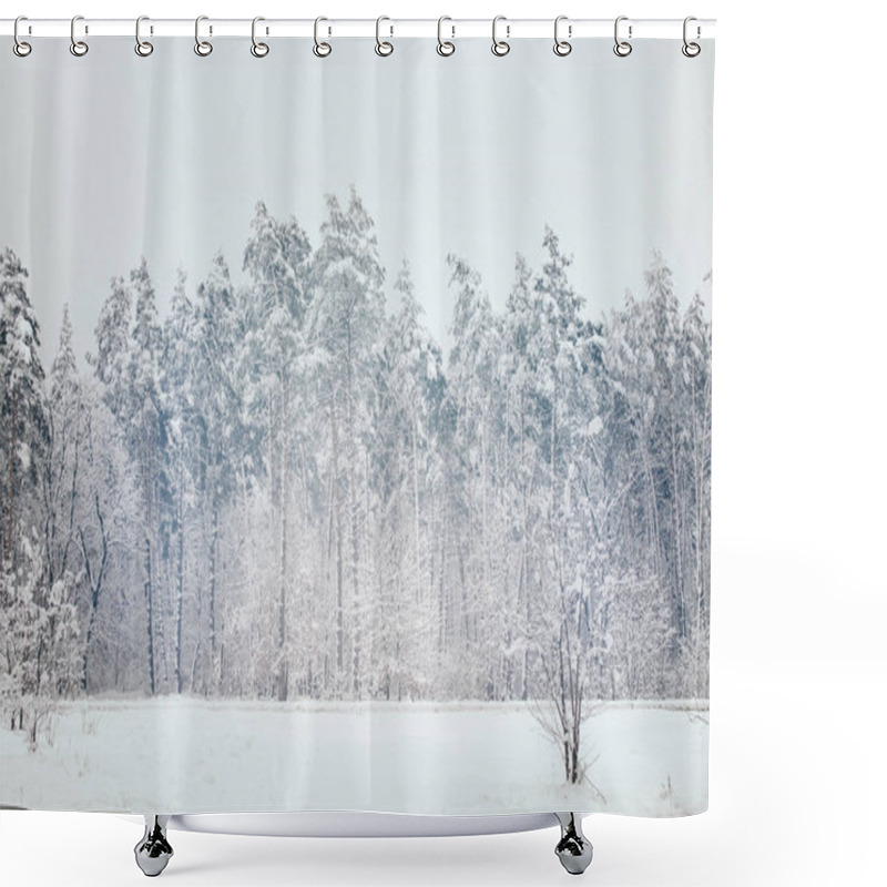 Personality  Scenic View Of Snowy Trees In Winter Forest Shower Curtains