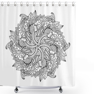 Personality  Round Element For Coloring Book. Shower Curtains