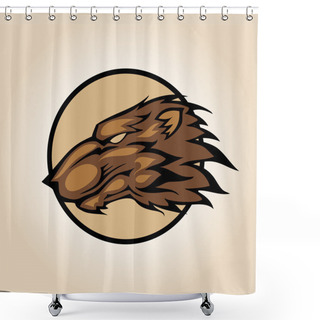Personality  Vector Illustration Of A Bear Head Snapping Set Inside Circle. Shower Curtains