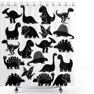 Personality  Set Of Different Cute Cartoon Dinosaurs Shower Curtains