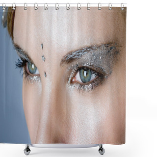Personality  Silver Glittery Eye Make-up Shower Curtains