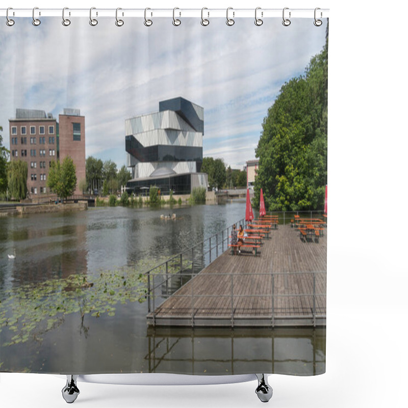 Personality  Heilbronn, Germany - July 10, 2020: Experimenta Science Center Building By The River Neckar, Visitors' Centre By The German Architect Sauerbruch Hutton Shower Curtains