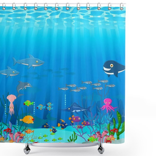 Personality  Sea Life Cartoon Background Shower Curtains