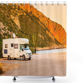 Personality  Camper Car On Beach. Travel Shower Curtains