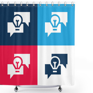 Personality  Brainstorming Blue And Red Four Color Minimal Icon Set Shower Curtains