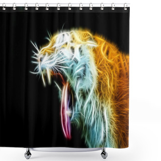 Personality  Head Of A Tiger With Open Mouth. Shower Curtains