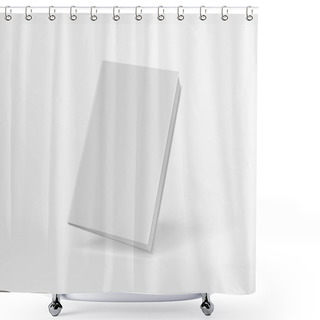 Personality  Blank A4 Book Hardcover Mockup Floating On White Background 3D R Shower Curtains