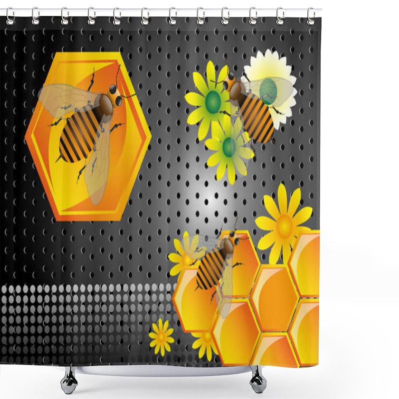 Personality  Bees And Honeycomb Cells Shower Curtains