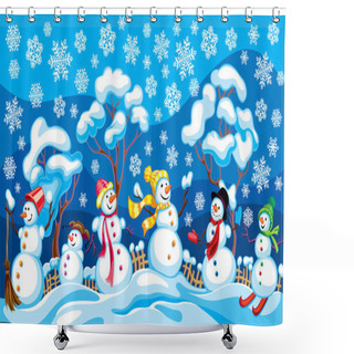 Personality  снеговики Shower Curtains