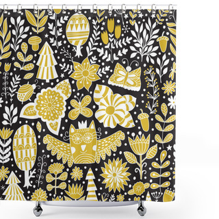 Personality  Vector Forest Design, Floral Seamless Pattern Shower Curtains