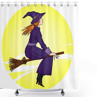 Personality  Flying Witch Shower Curtains