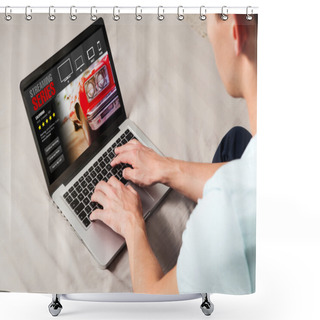 Personality  Streaming Series Service On A Laptop Computer. Shower Curtains