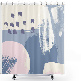 Personality  Hand Painted Abstract Design With Brush Strokes And Shapes In Pastel Colors. Creative And Modern Vector Illustration, Wall Art, Greeting Card, Packaging Design. Shower Curtains