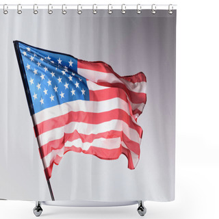 Personality  Waving United States Flag On Grey, Independence Day Concept Shower Curtains