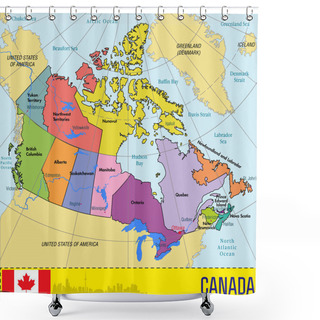 Personality  Canada Map With Regions And Their Capitals Shower Curtains