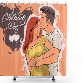 Personality  Valentine S Day Vector Illustration Shower Curtains
