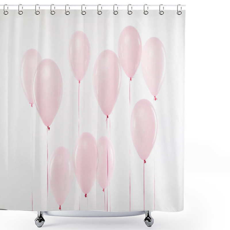 Personality  background of decorative pink air balloons isolated on white shower curtains