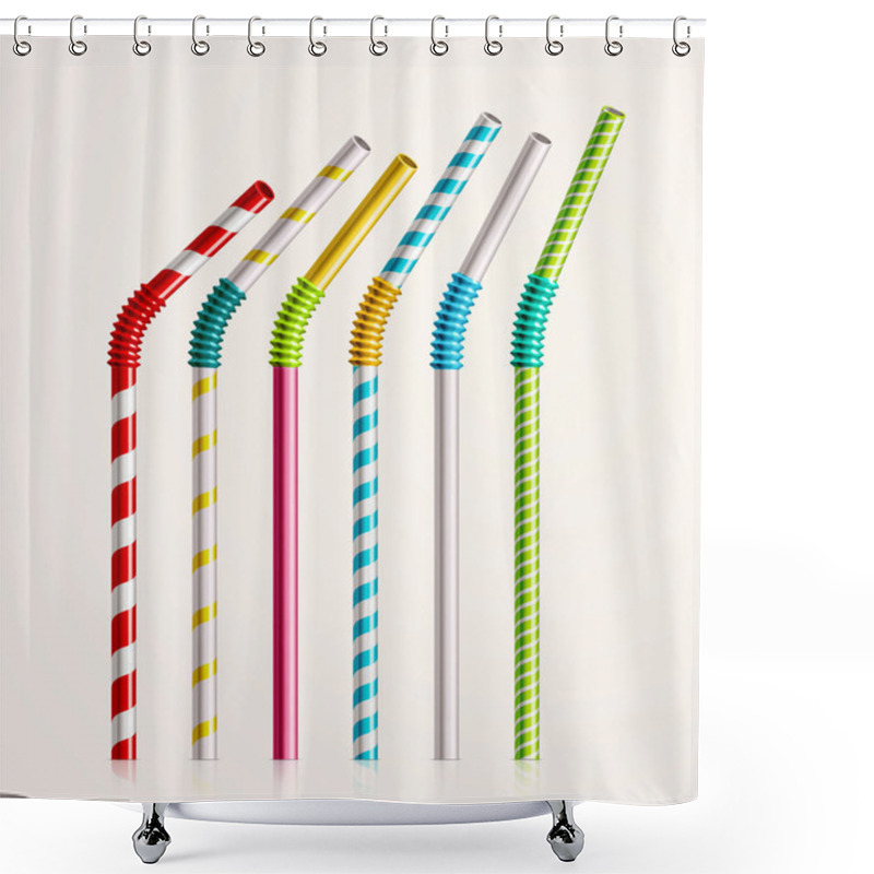 Personality  Colorful Drinking Straws Shower Curtains