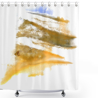 Personality  Abstract Yellow, Dark Blue, Grey Drawing Stroke Ink Watercolor B Shower Curtains