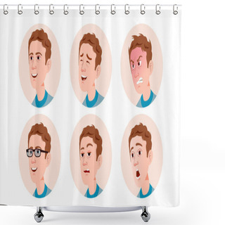 Personality  Avatar Icon Man Vector. User Person. Trendy Image. Flat Cartoon Character Illustration Shower Curtains