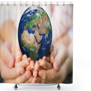 Personality  Family Holding Earth Planet Shower Curtains