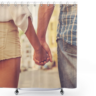 Personality  Loving Couple Holding Hands Shower Curtains
