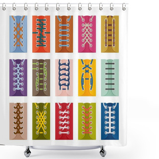 Personality  Shoe Lacing Schemes Collection. Icons Set Shower Curtains