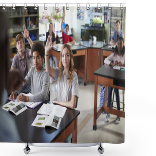 Personality  Male High School Tutor Teaching Students In Biology Class Shower Curtains